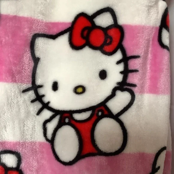 Sanrio Hello Kitty Silk Touch Throw Striped‎ Bows And Stripes Pink 50"x70" NEW - Picture 2 of 6
